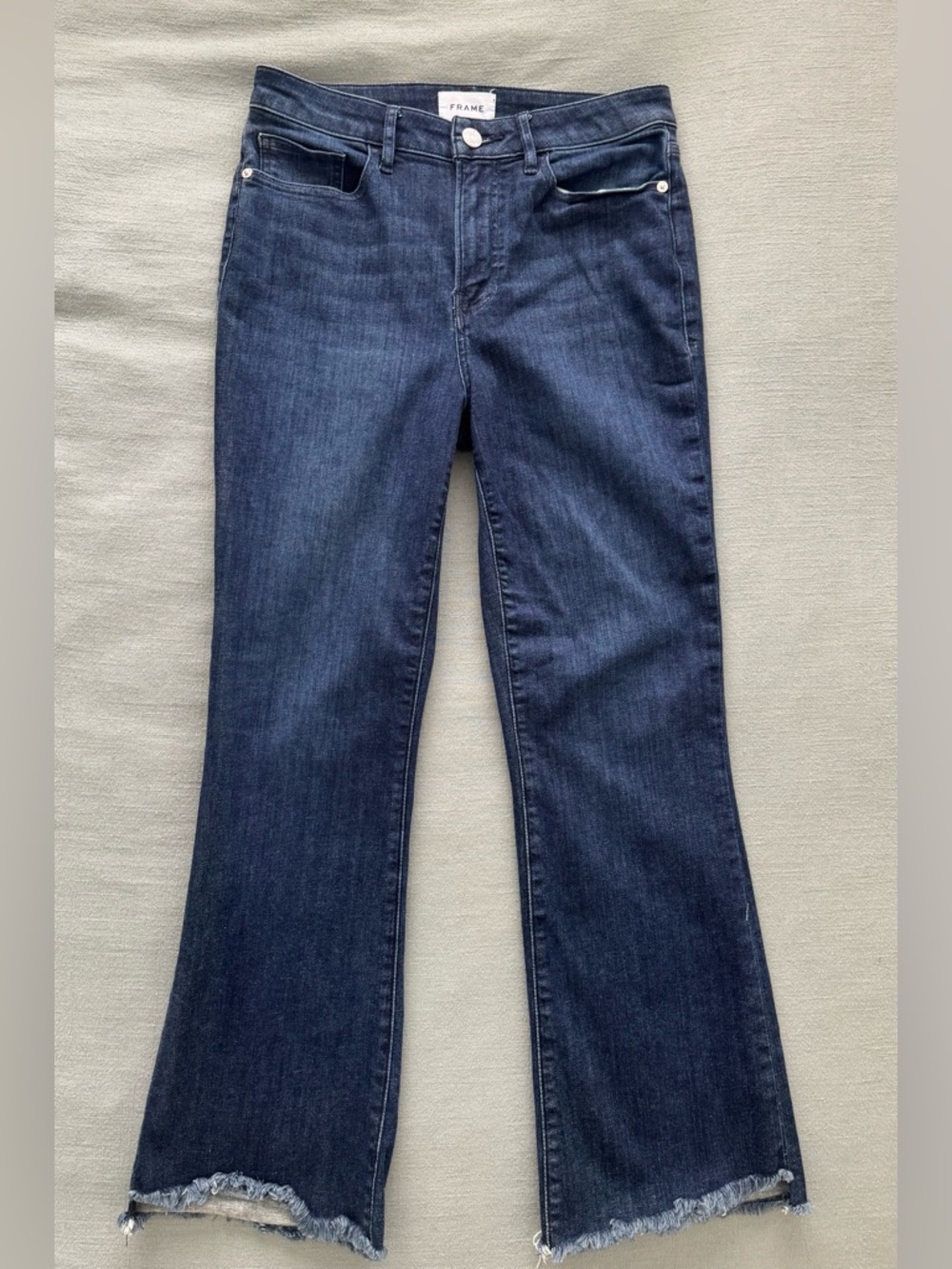 FRAME LE CROP MINI BOOT NAPLES FRAYED DESIGNER JEANS SZ 28 - Picture 7 of 16